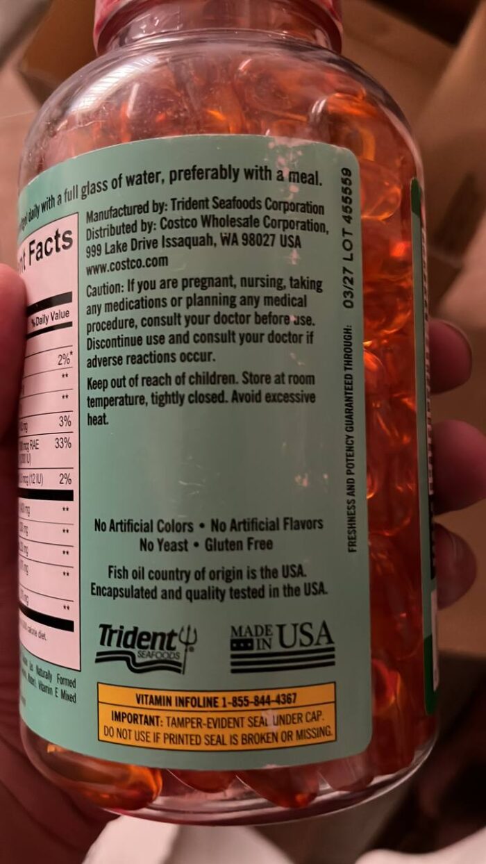 روغن ماهی آلاسکا وحشی کرکلند 1400 میلی‌گرم – 230 عدد | امگا 3 خالص و فوق‌قوی ساخت آمریکا